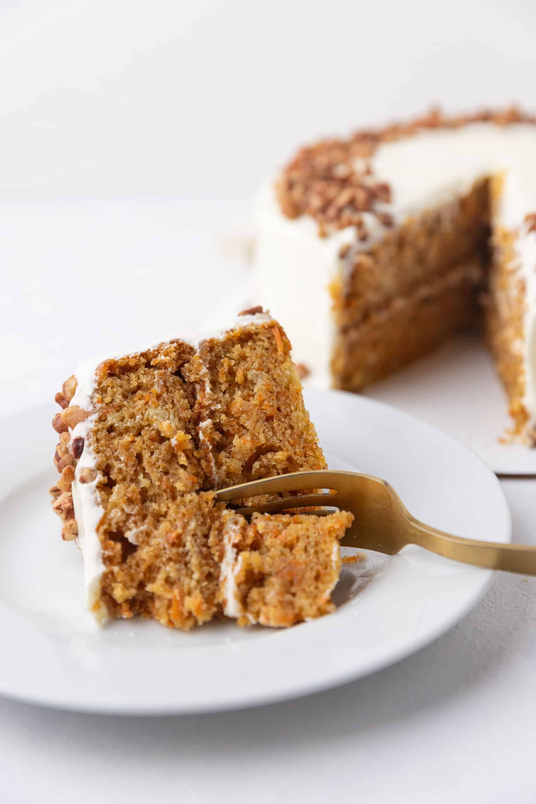 Slice of vegan carrot cake.