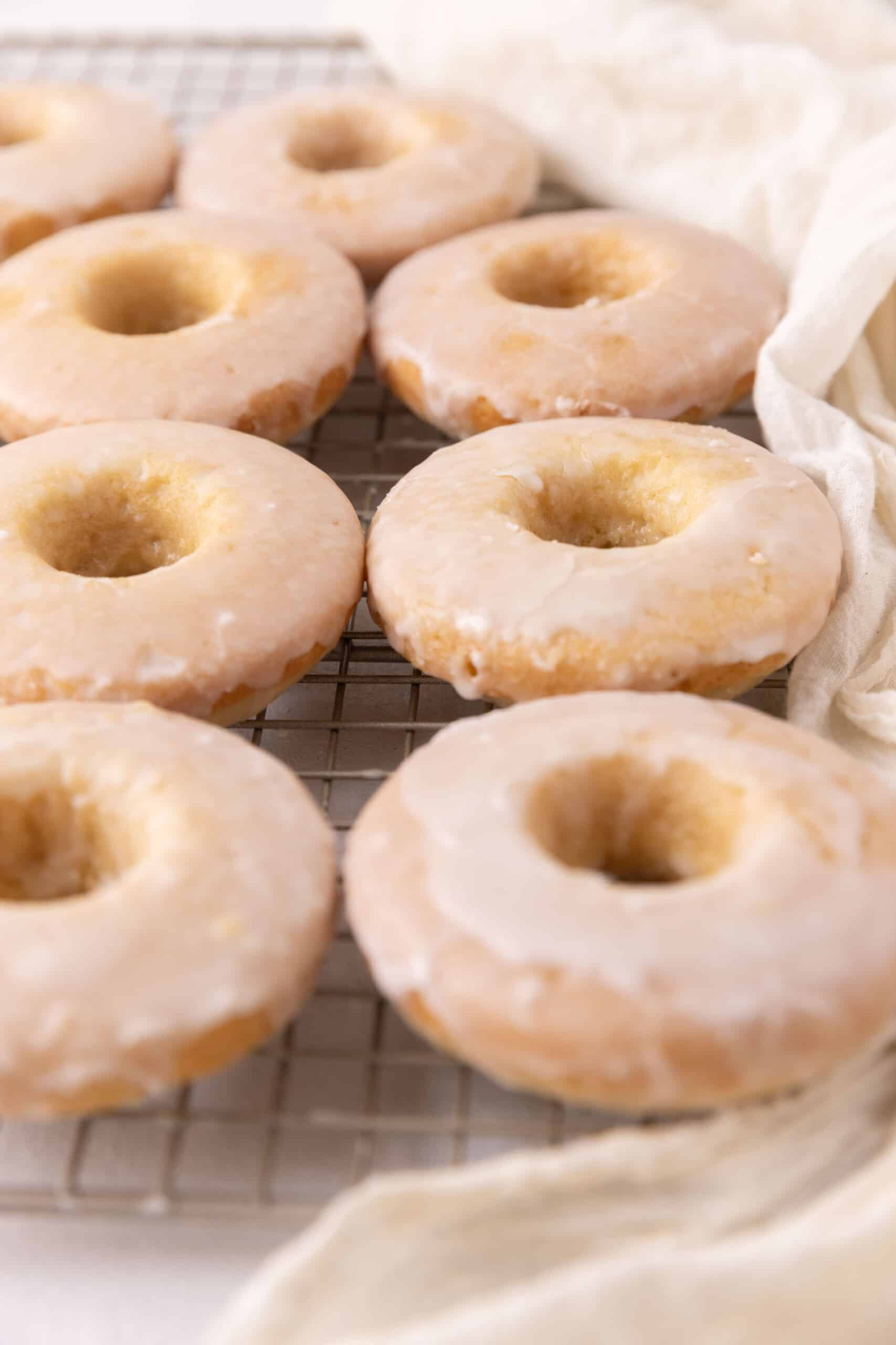 Group of vegan glazed donuts.