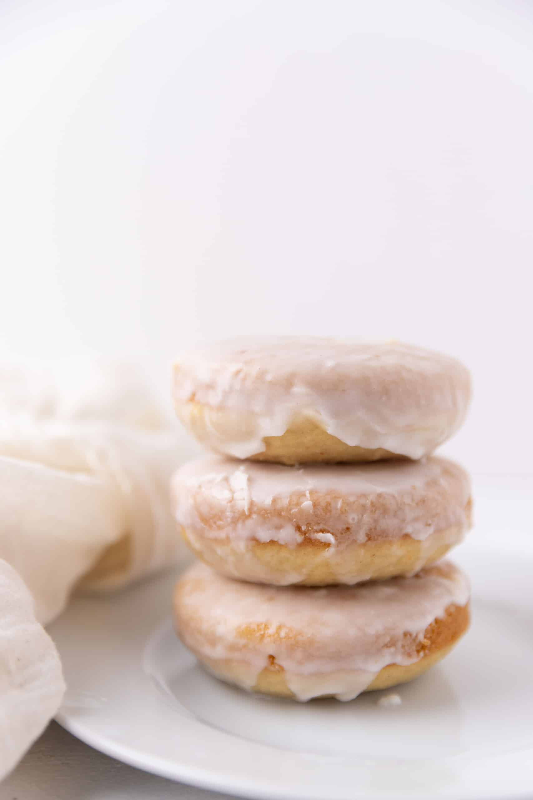 Stack of vegan donuts.