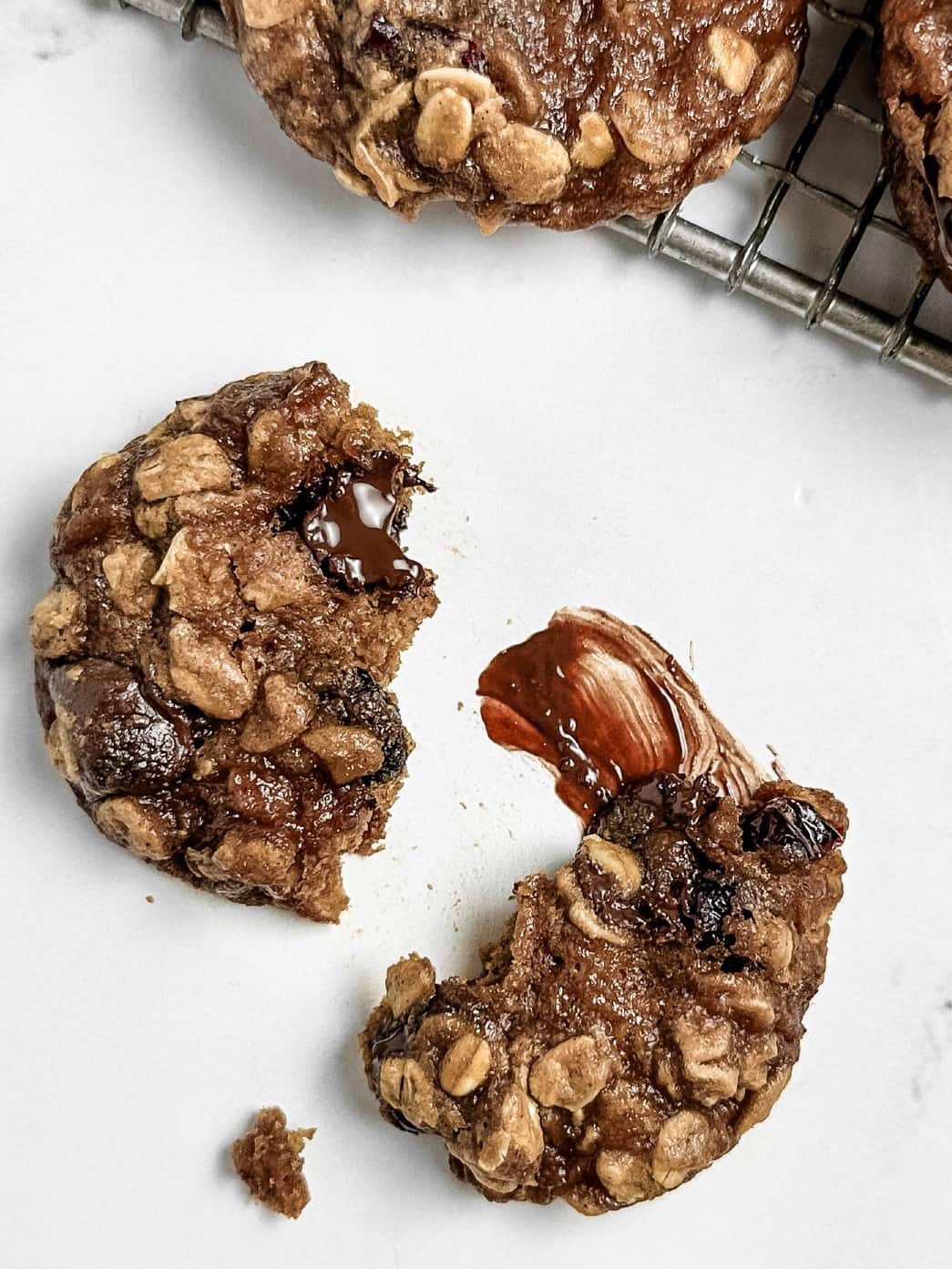 Close up of oat cookies.