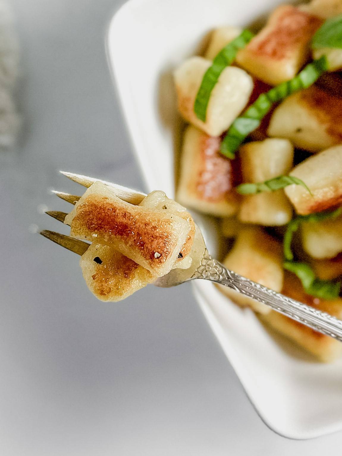 Close up of vegan gnocchi.