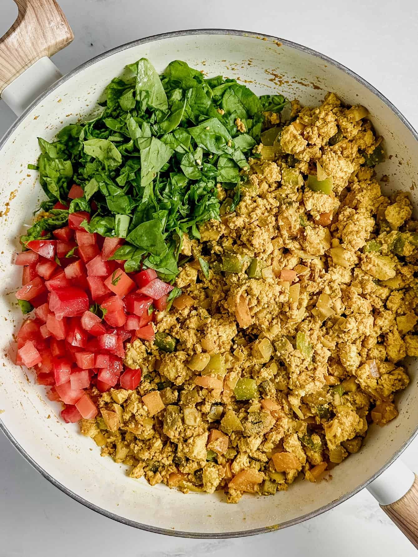 Fresh veggies in skillet.