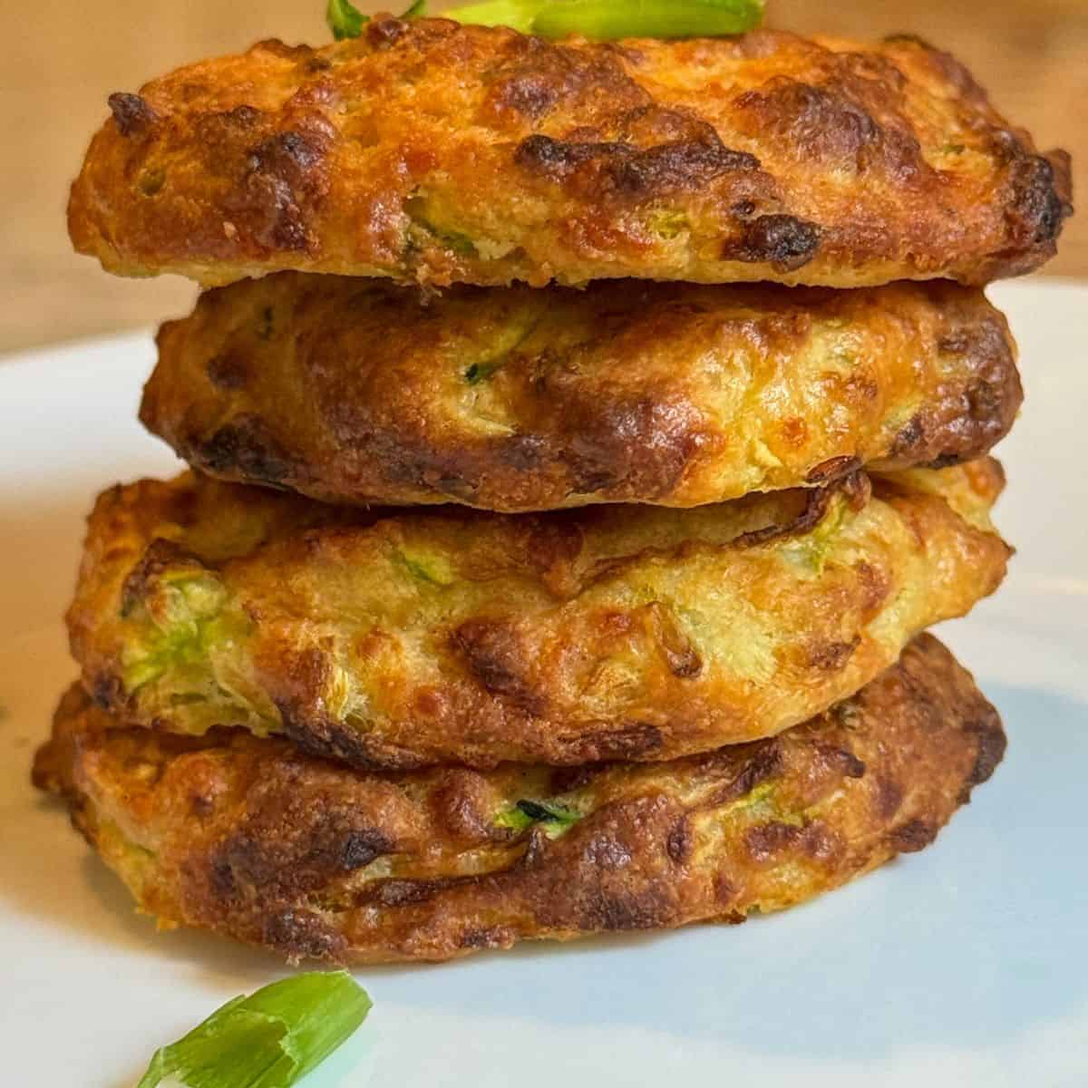 Stack of AIr-Fryer-Zucchini-and-Squash-Fritters-Feature Image