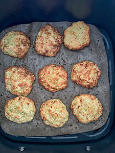 Zucchini-Squash-Fritters-in-Air-Fryer through the half way mark