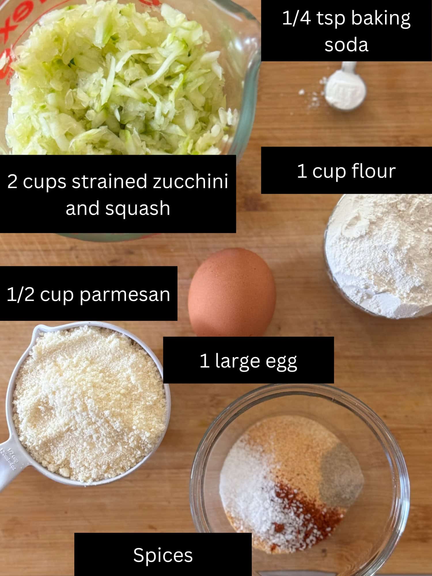 Ingredients for Air Fryer Zucchini and Squash Recipe - labeled 